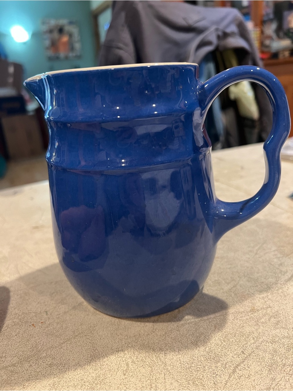 Oxford Stoneware Blue Ceramic Pitcher
